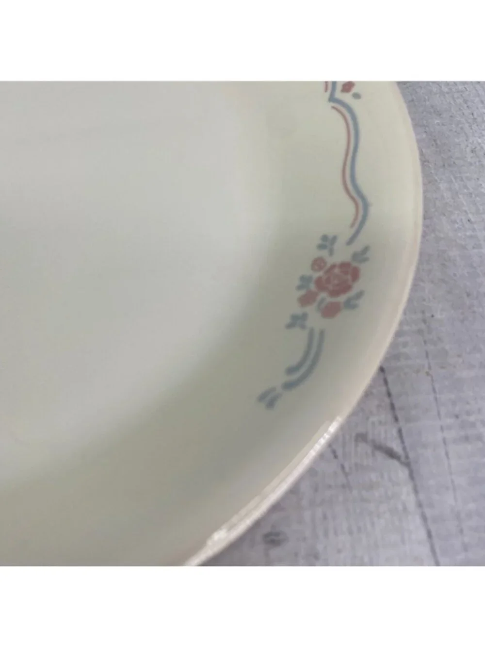 Corelle Corning ENGLISH BREAKFST Sandstone Floral Blue Pink Lines Oval Platter